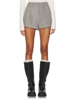 Astr Sorine Shorts in Gray Herringbone [Never Worn - NWT]